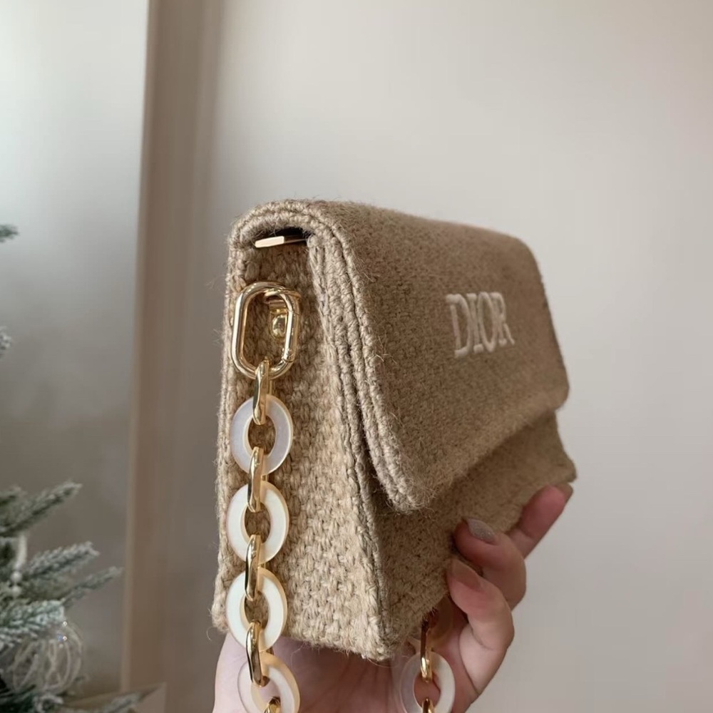 Dior Raffia Straw Bag Acrylic shoulder strap - Picture 7 of 13